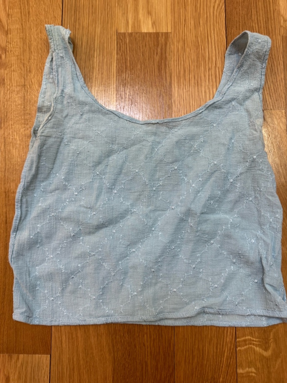 Vintage Pale Blue Textured Cotton Tank